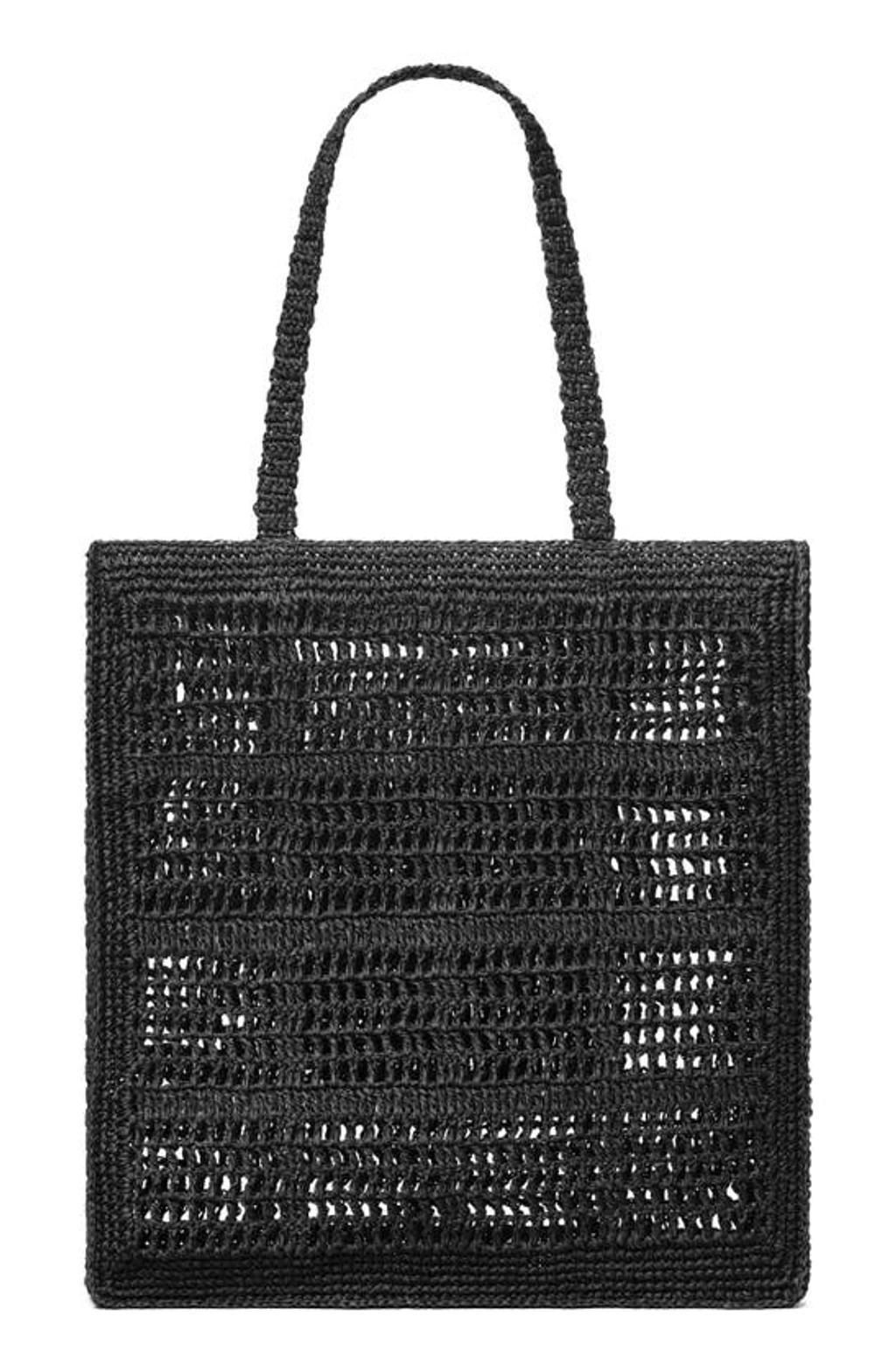 TORY BURCH Ella Raffia Tote In Black Product Image