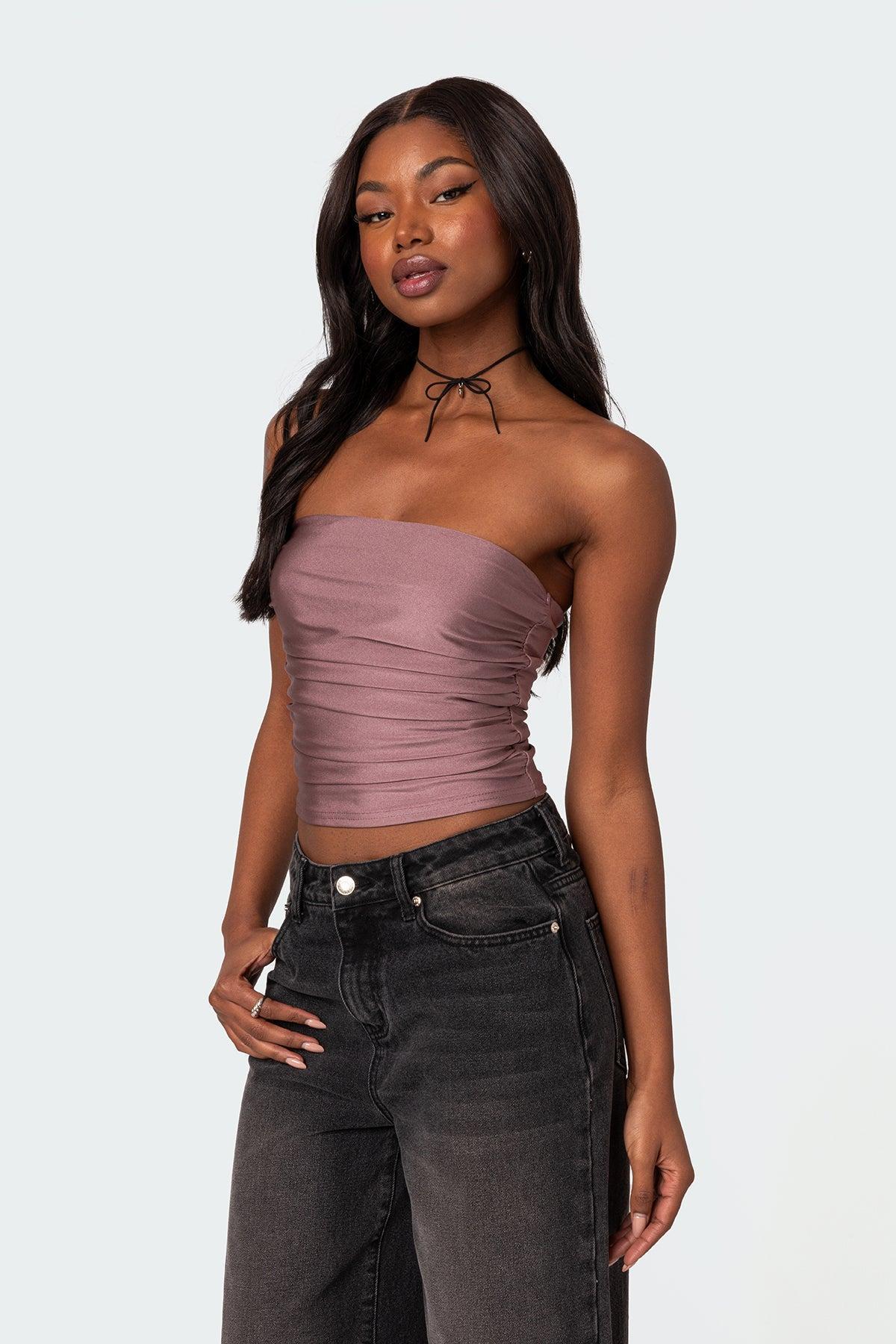 Maxeen Shiny Gathered Tube Top Product Image