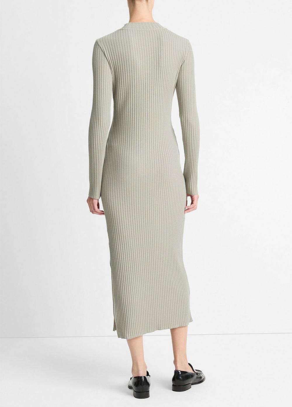 Ribbed Cotton-Blend High-Neck Dress Product Image