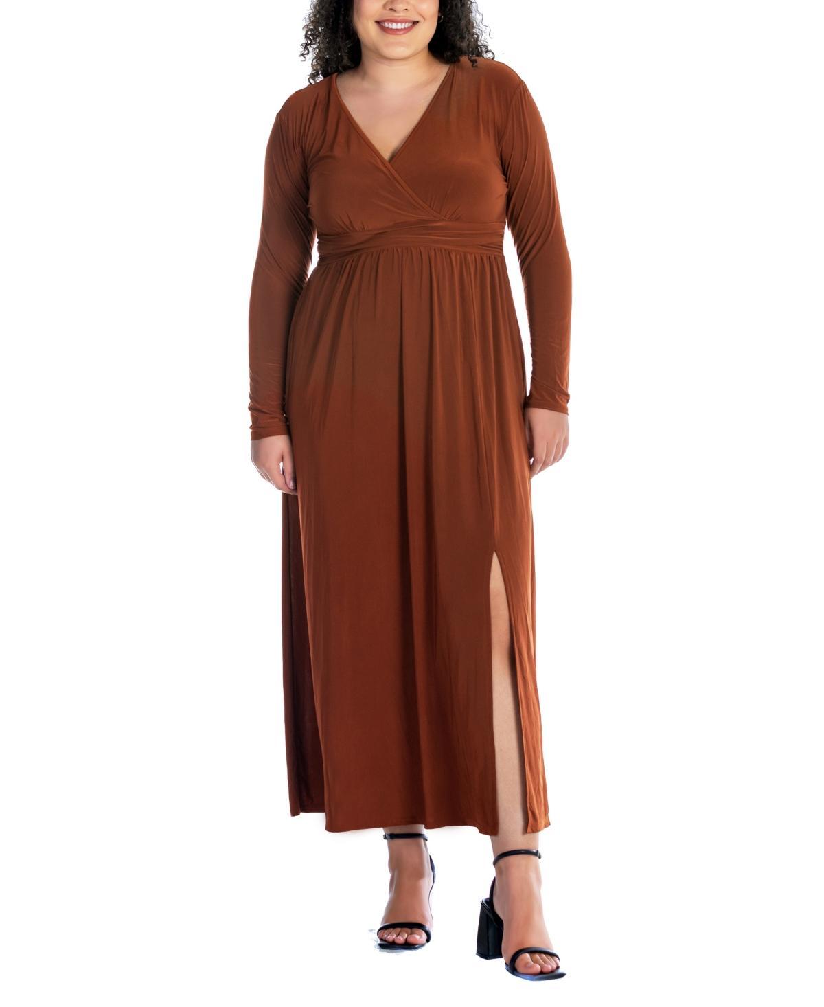 24seven Comfort Apparel Plus Long Sleeve Maxi Dress Product Image