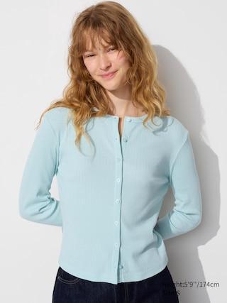 Womens Pointelle Cardigan Blue XS UNIQLO US Product Image