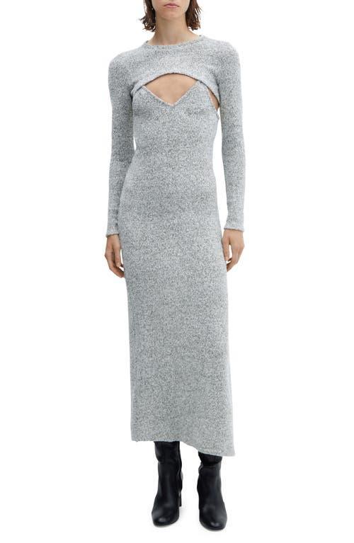 MANGO V-Neck Knit Dress with Shrug Product Image