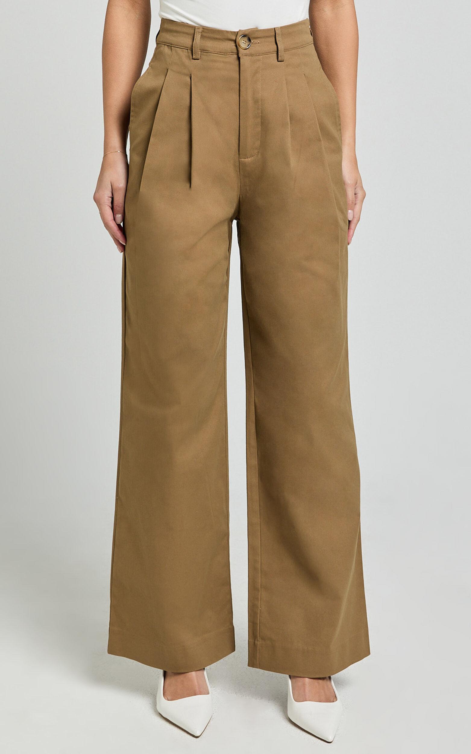 Audrey Pants - High Waist Tailored Twill Pants in Mushroom Product Image