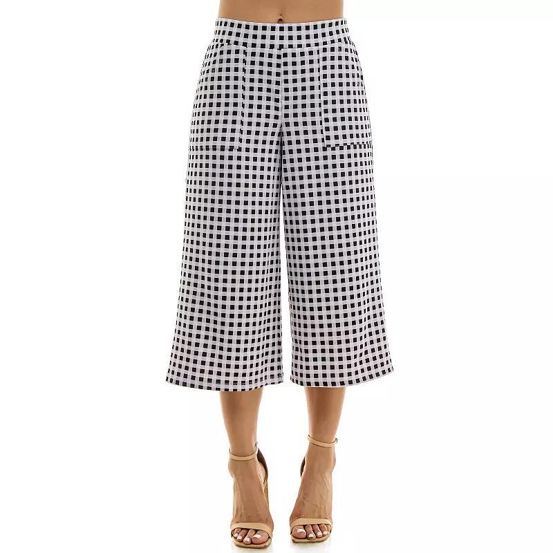 Womens Nina Leonard Gingham Coulotte Pants Product Image