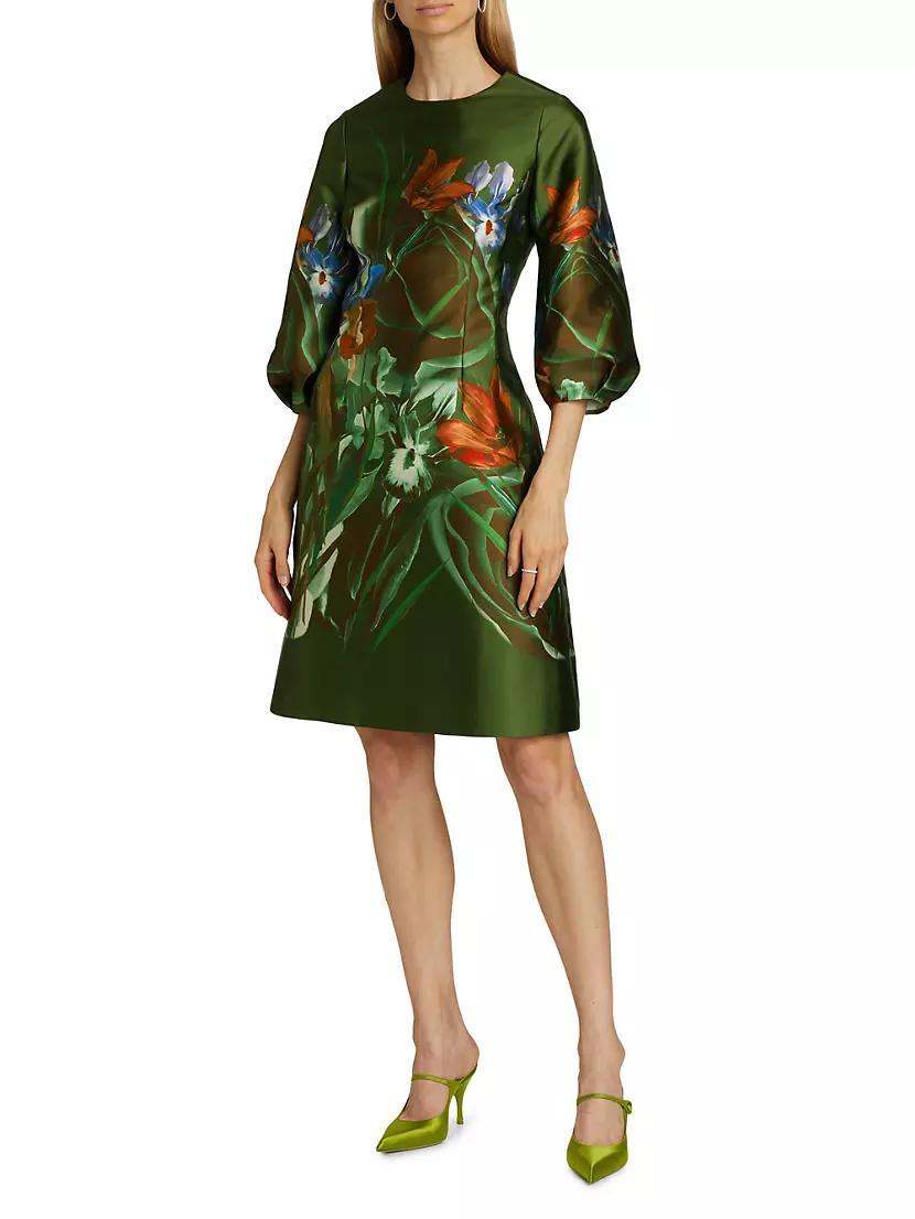 Floral Puff-Sleeve Cocktail Dress Product Image