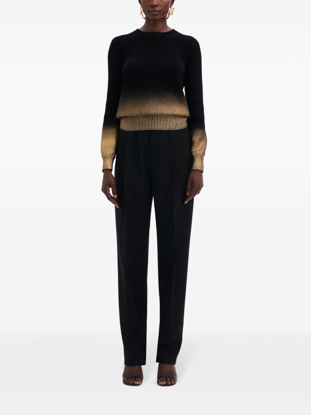 OSCAR DE LA RENTA Gold Foil Printed Pullover In Black/gold Product Image