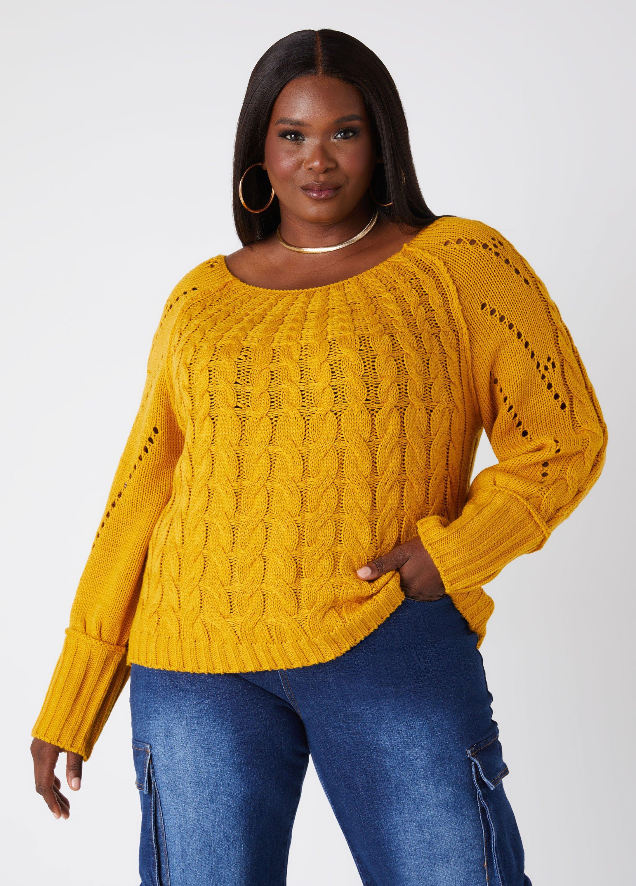 Plus Size Cable Knit Sweater Ashley Stewart Product Image