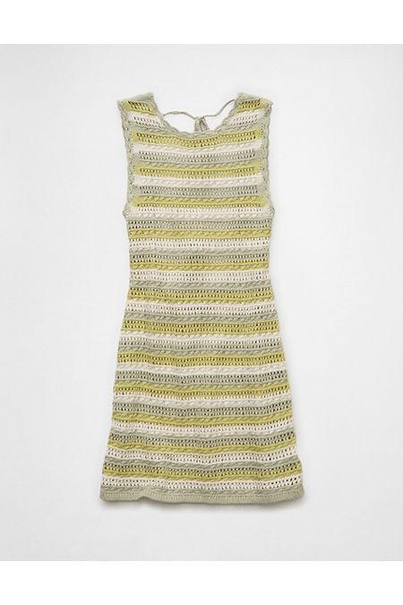 AE Crochet Striped Open Back Mini Dress Women's Product Image