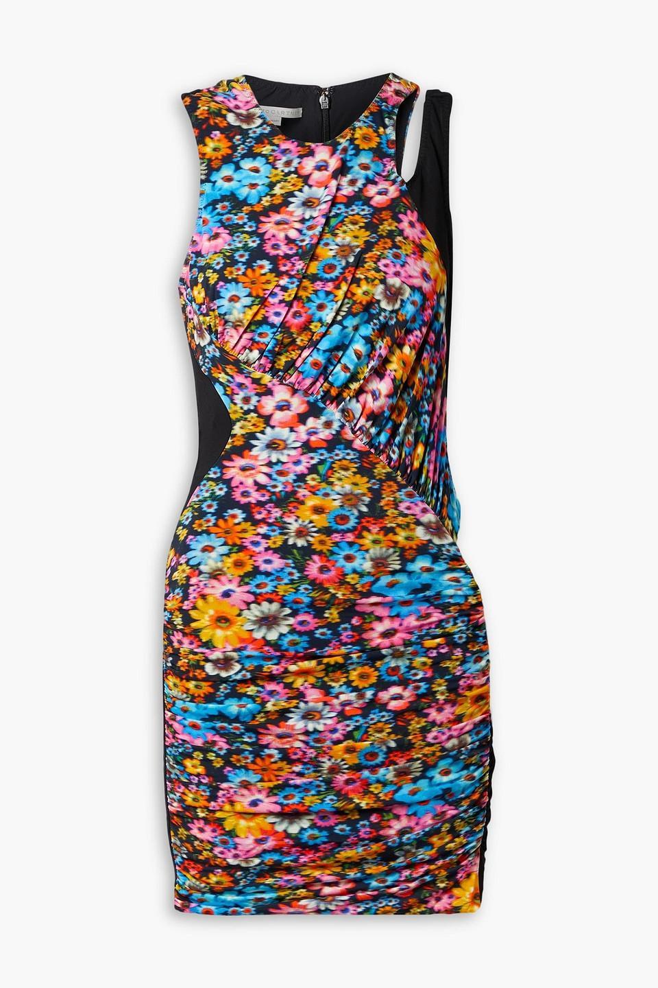 Melissa Ruched Floral-print Stretch-jersey Mini Dress In Black Product Image