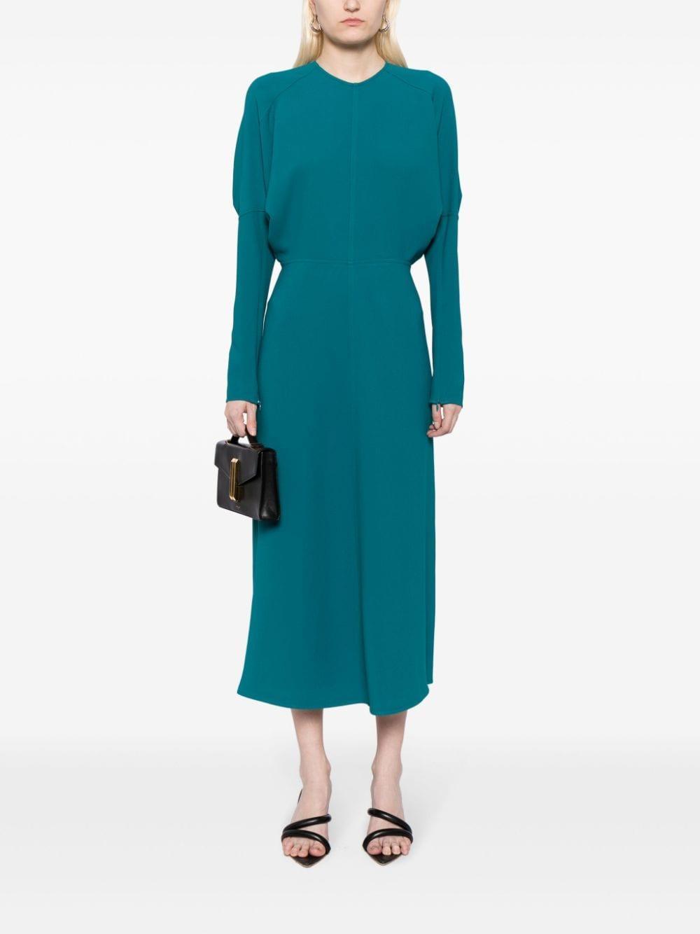 Dolman-sleeves Draped Midi Dress In Green Product Image