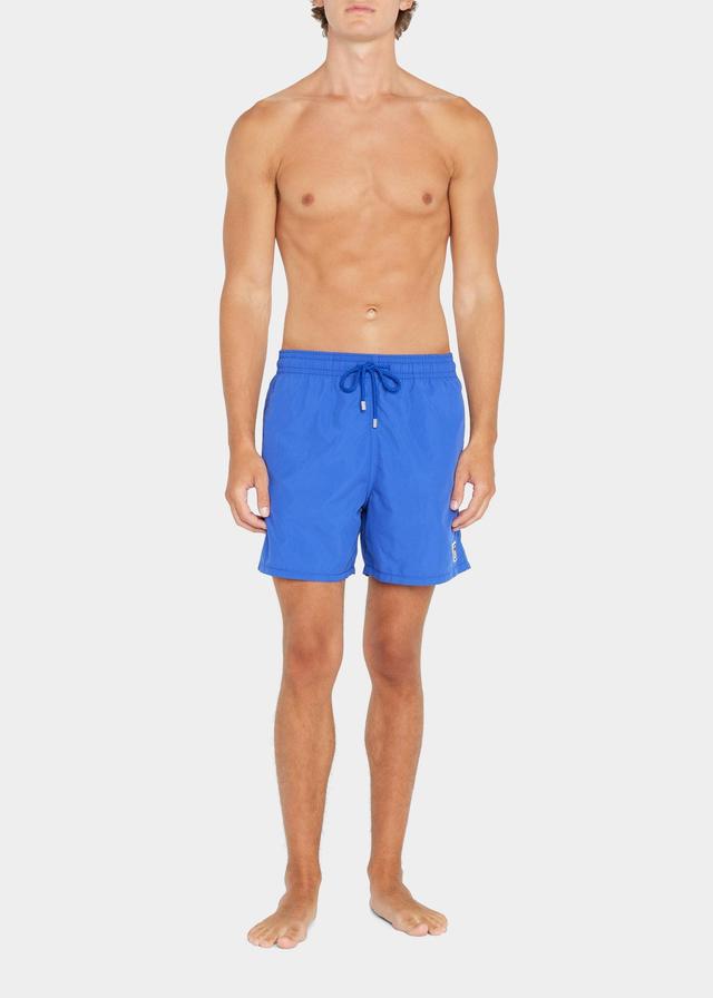 Mens Solid Palm-Patch Swim Trunks Product Image