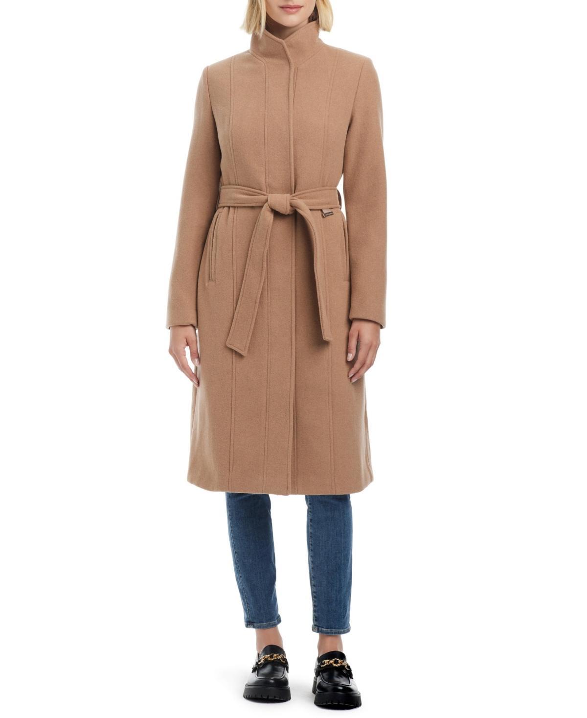 Vince Camuto Womens Single-Breasted Fitted Melton Wool Blend Coat Product Image