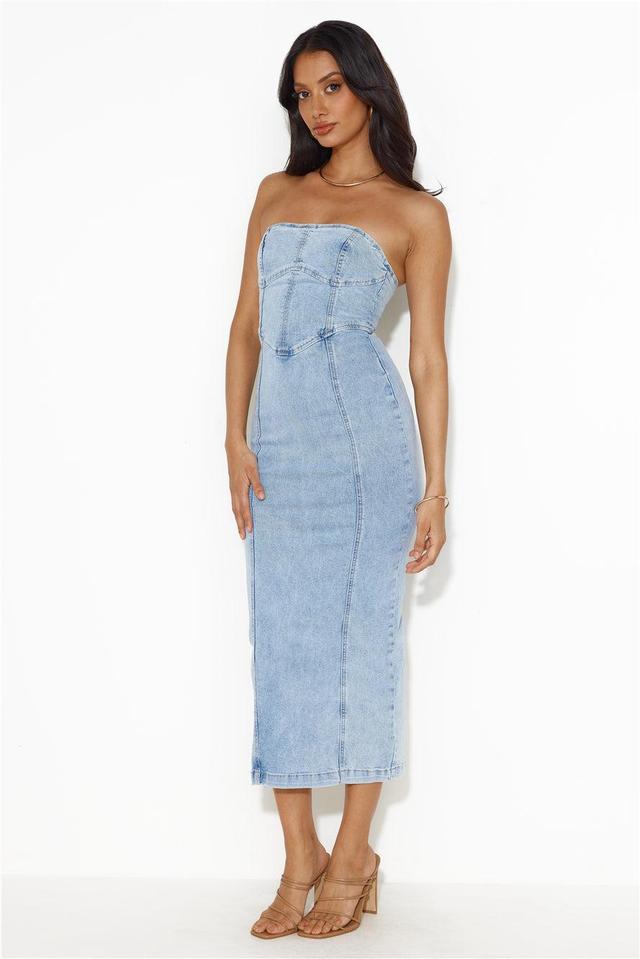 Denim On Denim Strapless Maxi Dress Denim Product Image