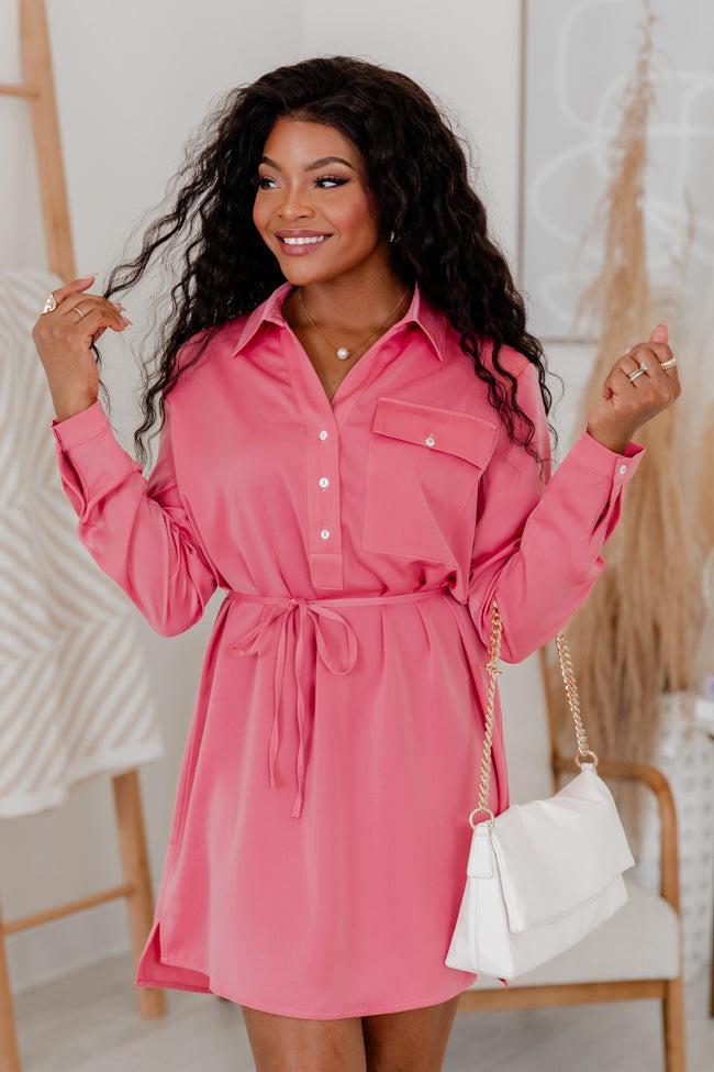 Learn To Fly Pink Button Up Mini Dress SALE FINAL SALE Product Image