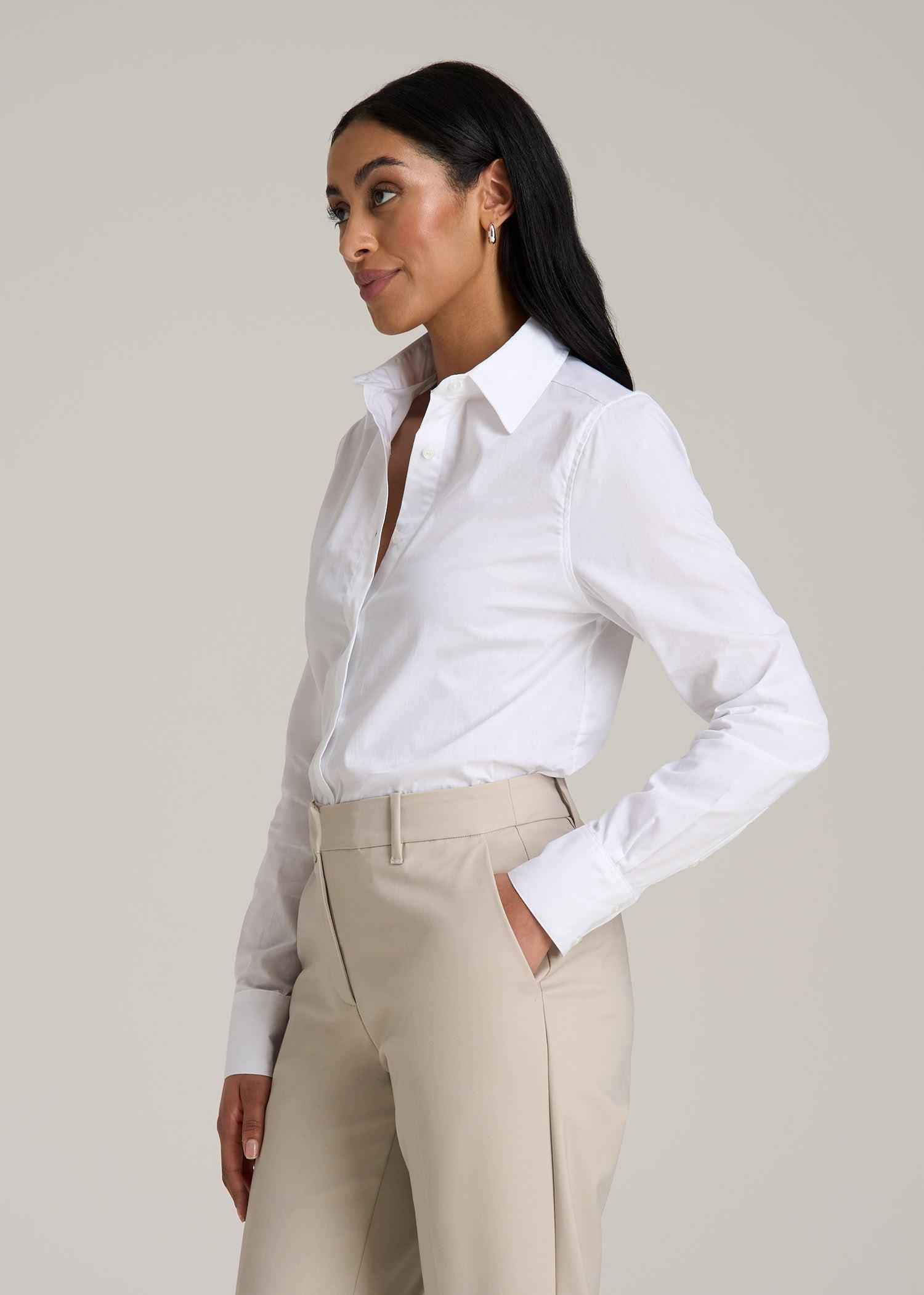 Tall Women's Regular Fit Dress Shirt in Bright White Female Product Image