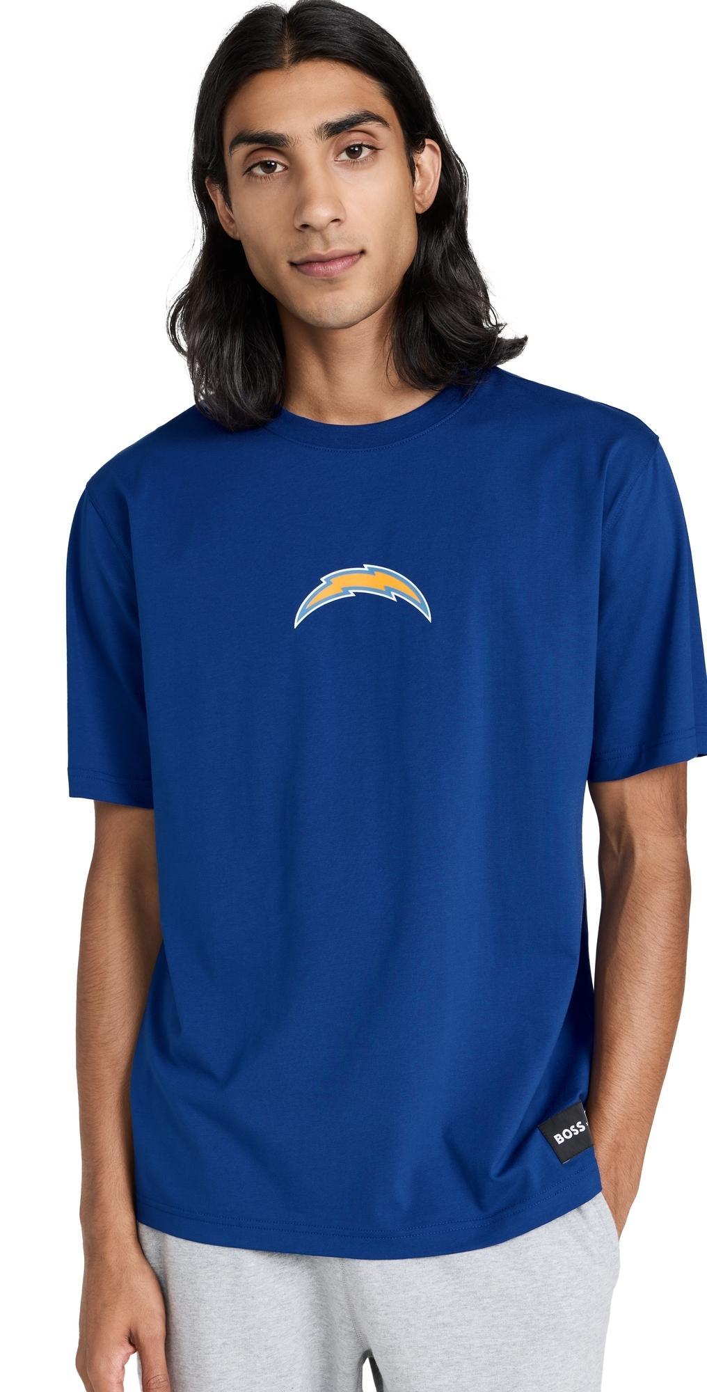 HUGO BOSS Boss X Nfl Stretch-cotton T-shirt With Special Branding In Chargers Product Image