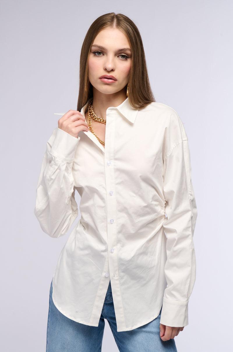 OLIVA CINCHED WAIST POPLIN BUTTON DOWN product image