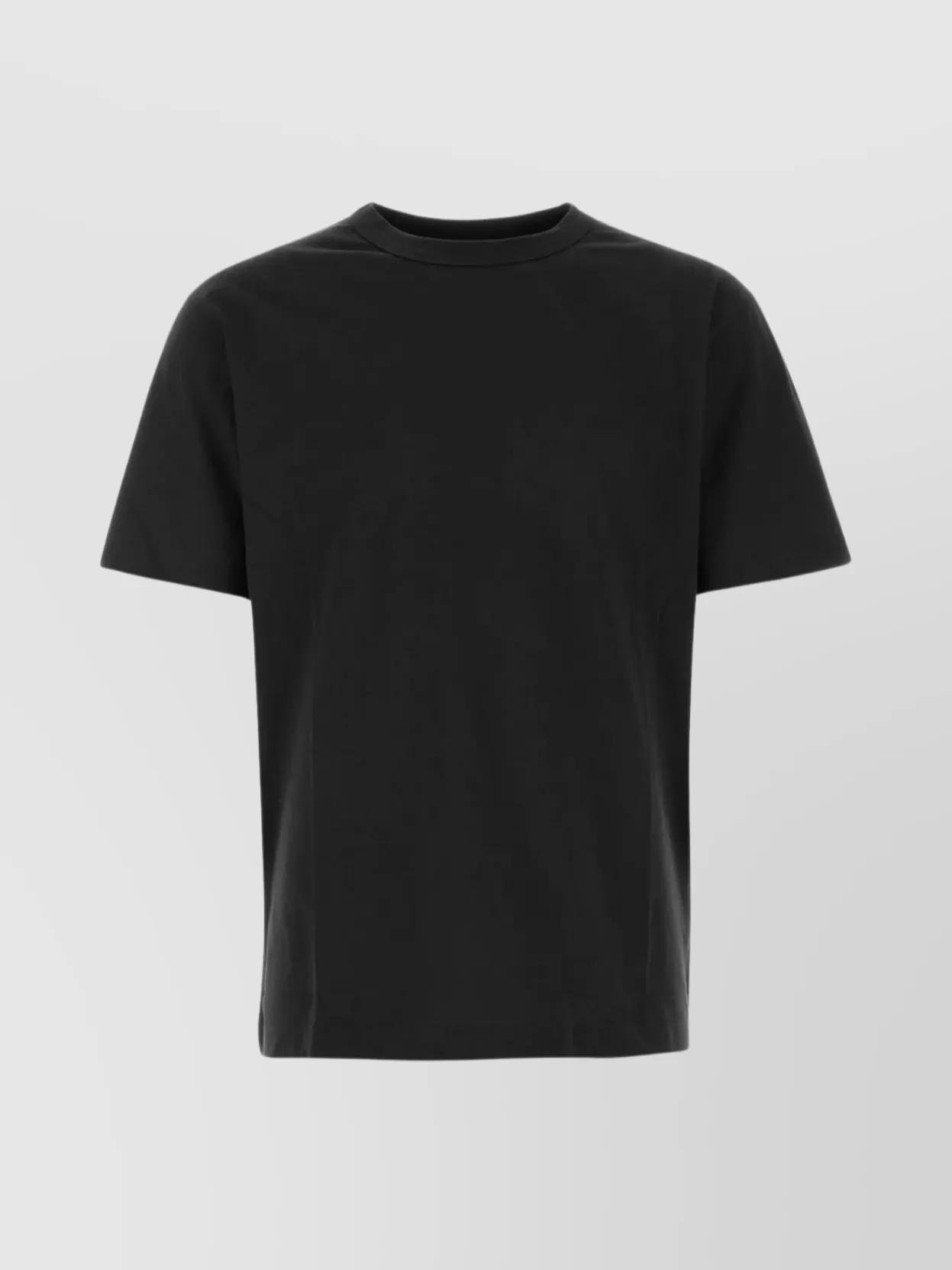 Ribbed Crew-neck Cotton T-shirt With Short Sleeves In Black Product Image