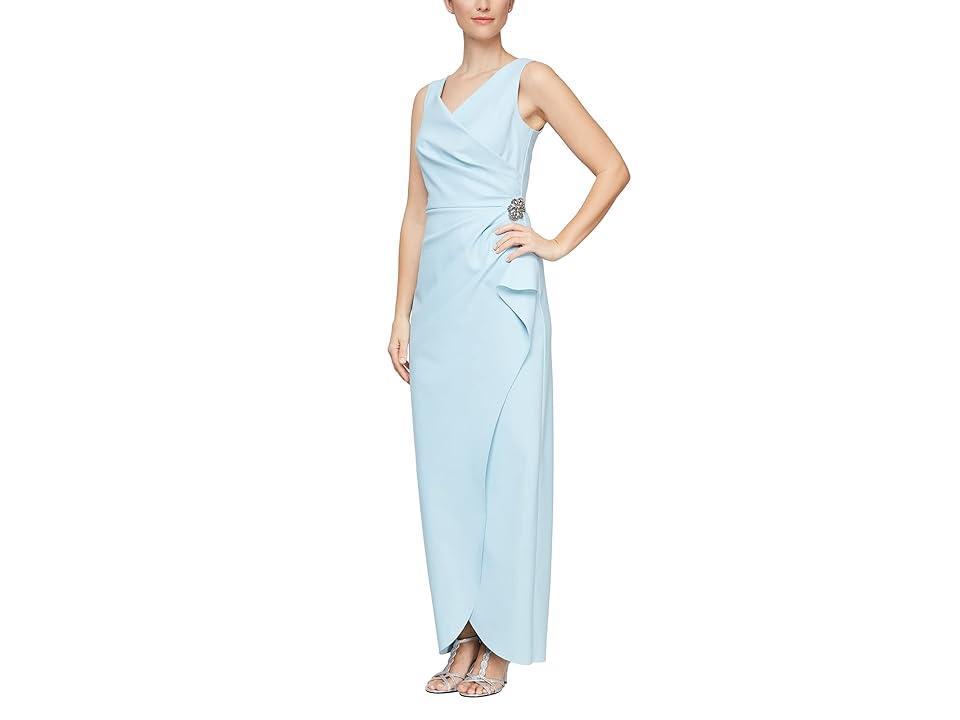 Alex Evenings Slimming Long Side Ruched Dress with Cascade Ruffle Skirt (Light ) Women's Jumpsuit & Rompers One Piece Product Image