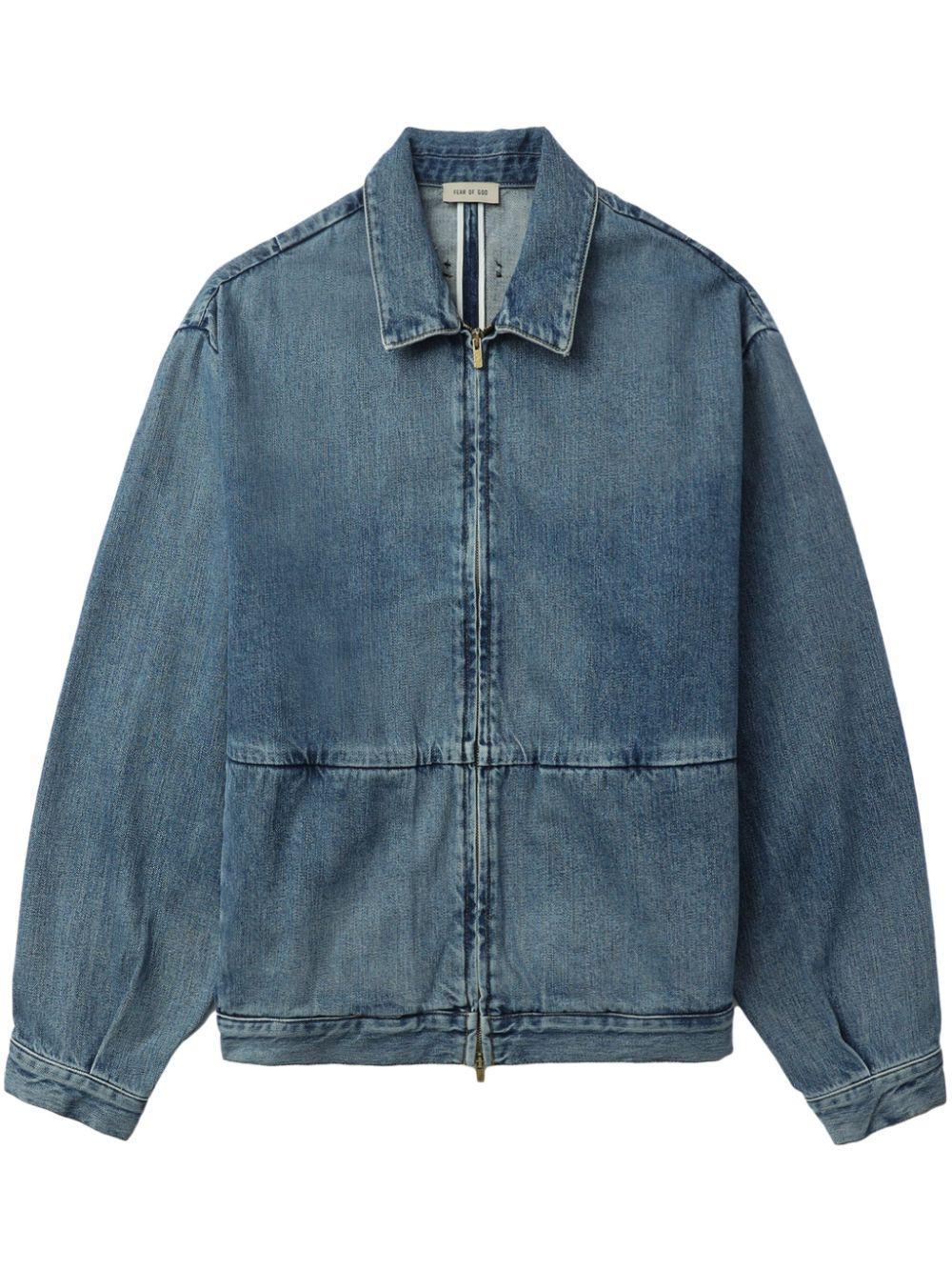 Pleat-detail Denim Jacket In Blue product image