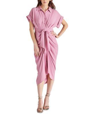 Steve Madden Womens Tori Tie-Waist Short-Sleeve Shirtdress Product Image