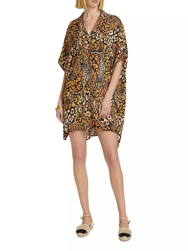 Afeni Leopard Oversized Button-Front Shirt Product Image