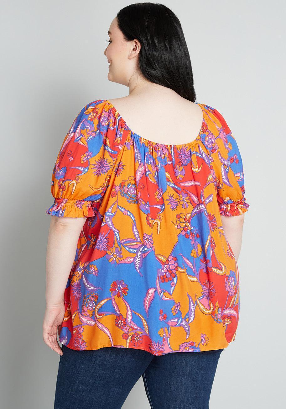 In All My Vibrance Peasant Blouse in Bali Floral Product Image