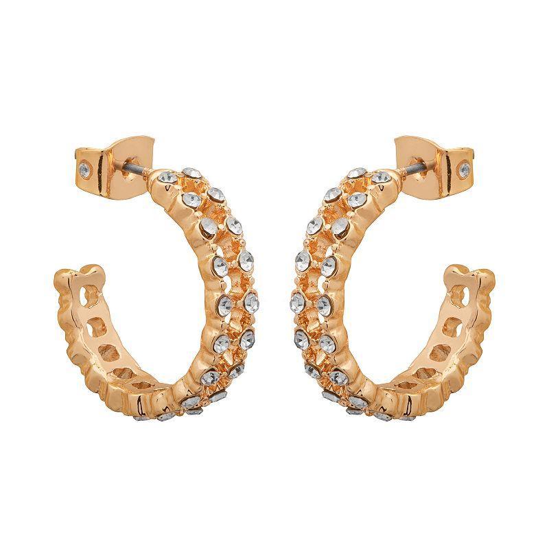 LC Lauren Conrad Gold Tone Pave Hoop Earrings, Womens Product Image