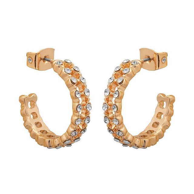 LC Lauren Conrad Gold Tone Pave Hoop Earrings, Womens Product Image