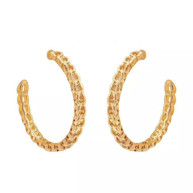 LC Lauren Conrad Gold Tone Chain Link Hoop Earrings, Womens, Blue Product Image