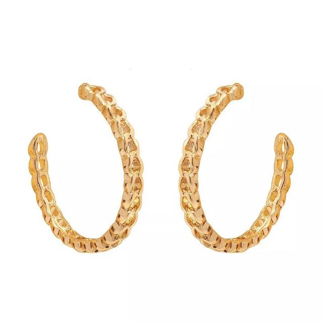 LC Lauren Conrad Gold Tone Chain Link Hoop Earrings, Womens, Blue Product Image