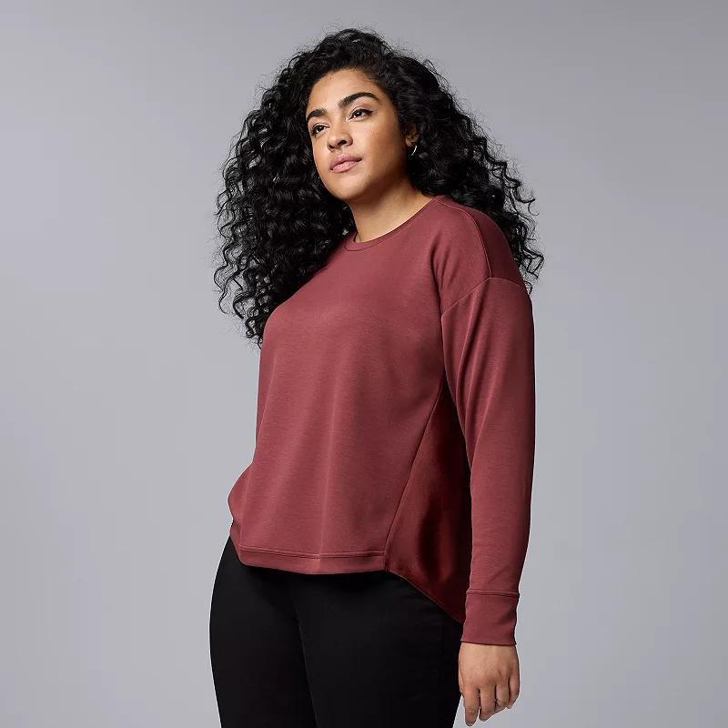 Plus Size Simply Vera Vera Wang Mixed Media Pullover, Womens Product Image