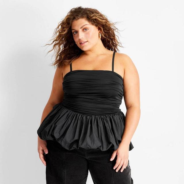 Womens Slim Fit Ruched Bubble Tank Top - Future Collective Black 4X Product Image