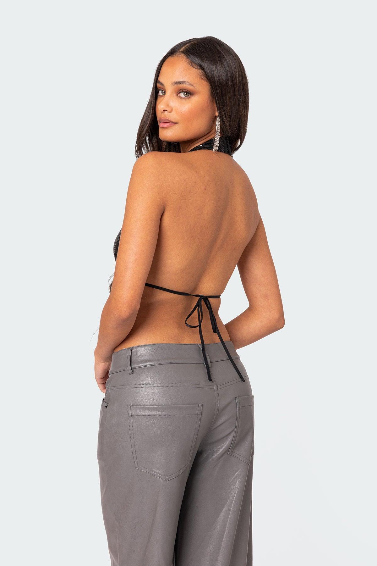 Draped Scoop Neck Open Back Top Product Image