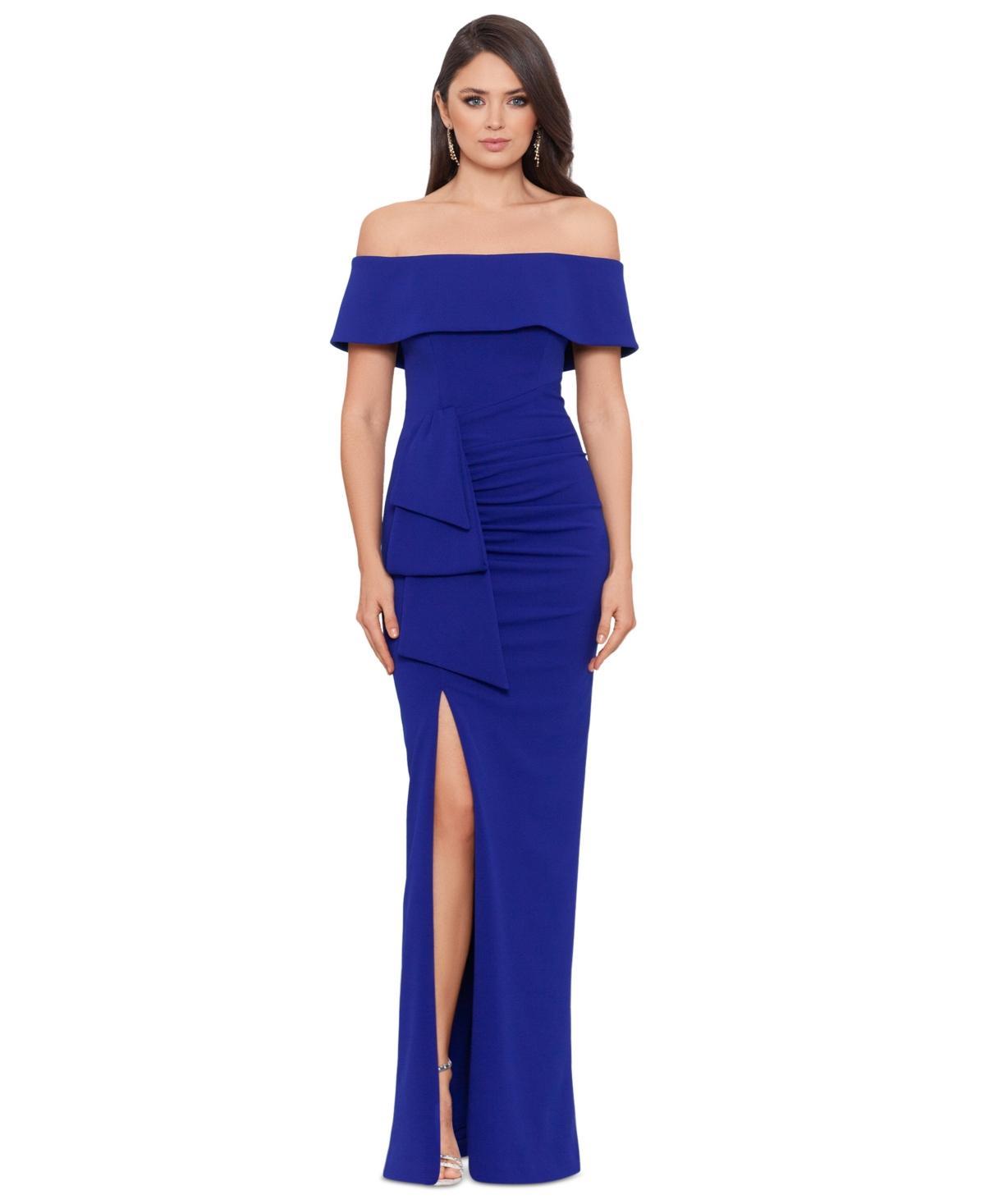 Xscape Off the Shoulder Crepe Evening Gown Product Image