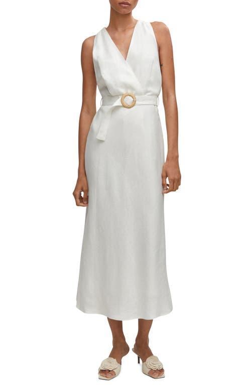 MANGO Belted Linen A-Line Dress Product Image