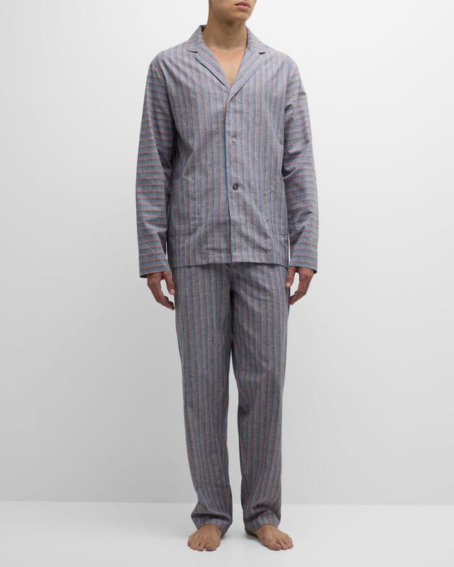 Mens Cotton-Linen Long Pajama Set Product Image