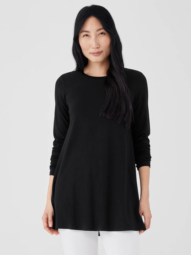 EILEEN FISHER Stretch Jersey Knit Crew Neck Long Topfemale Product Image