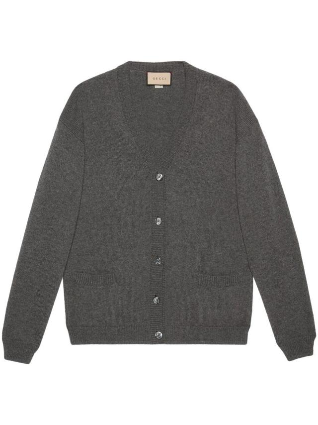 V-neck Cashmere Cardigan In Grey Product Image