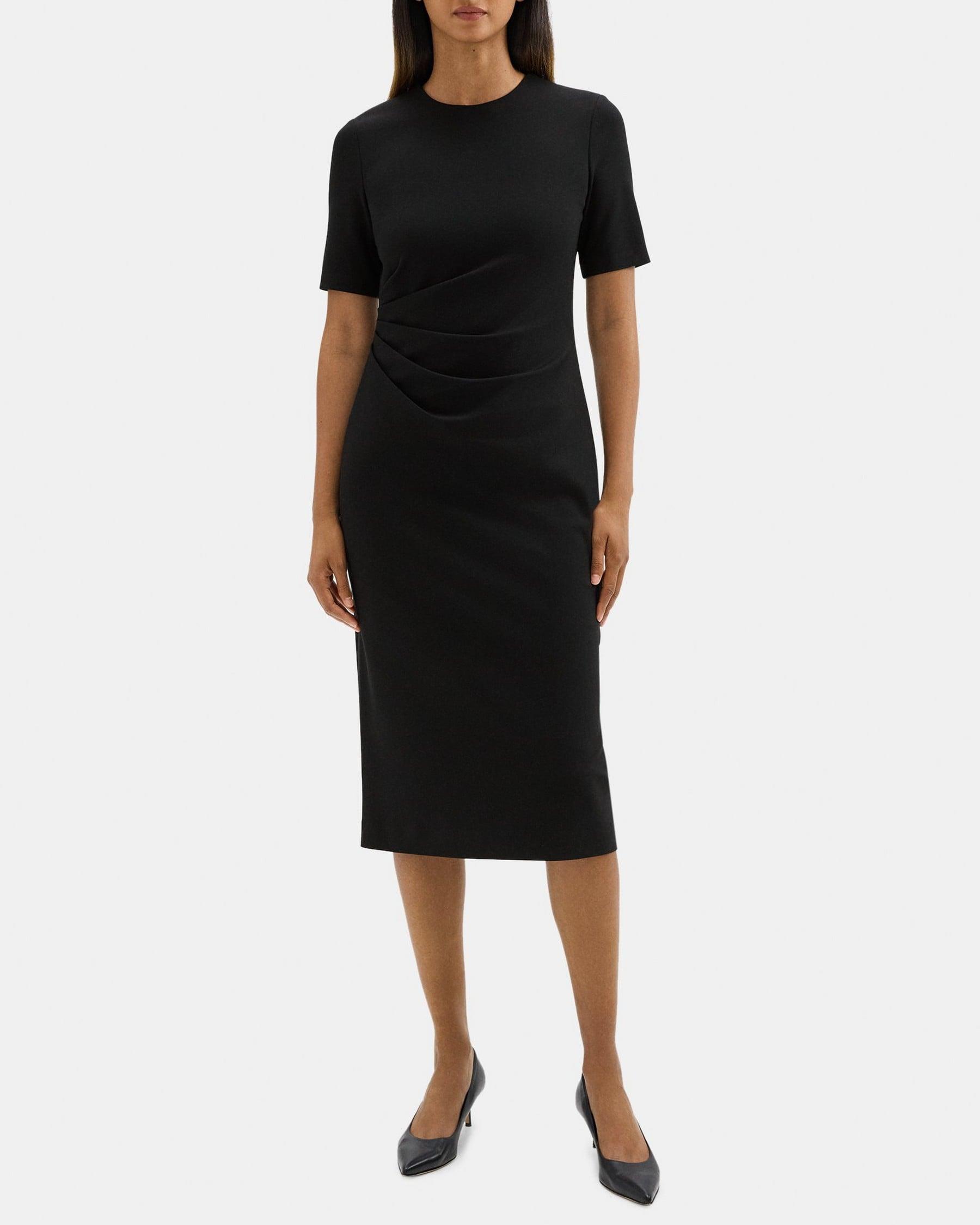 Gathered Sheath Dress in Stretch Knit Ponte Product Image