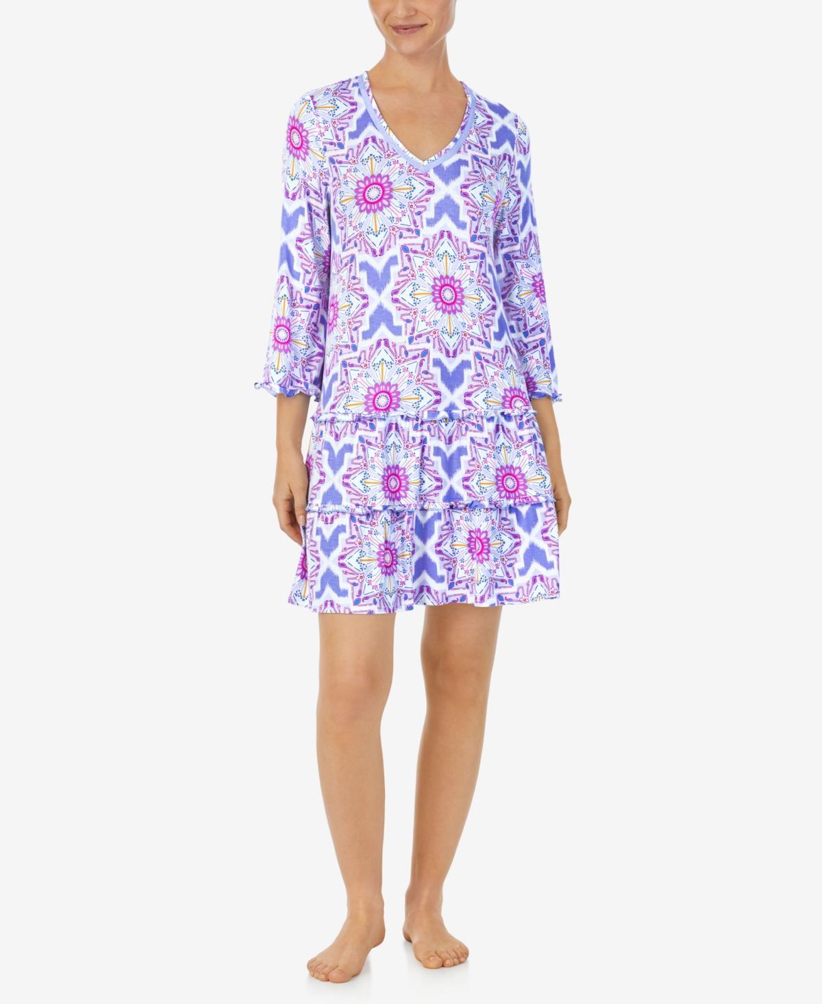 Ellen Tracy Womens 3/4 Sleeve Short Nightgown Product Image