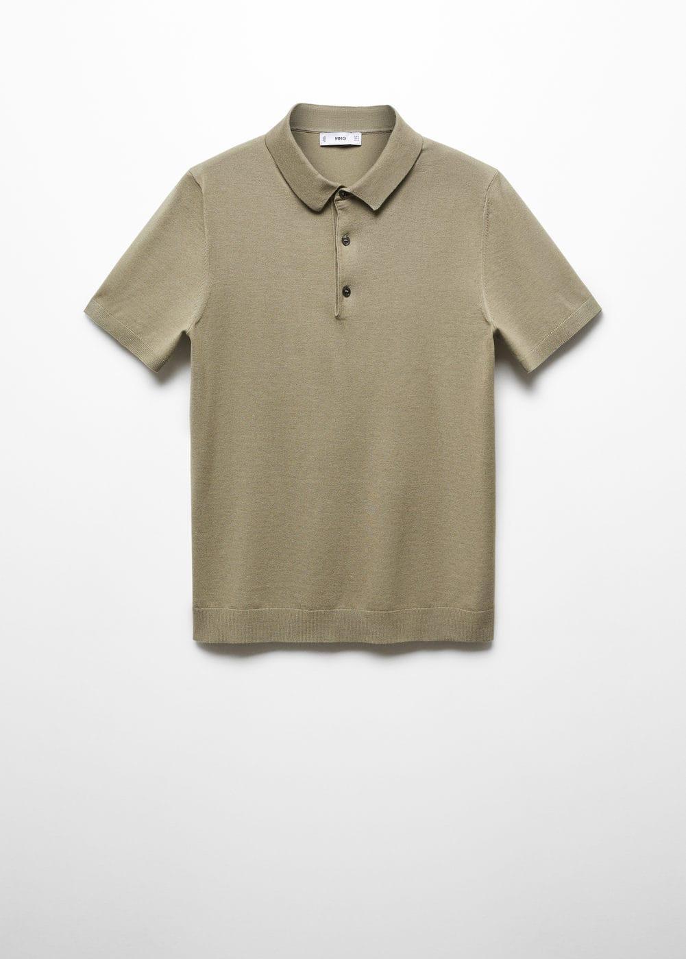 MANGO MAN - Fine-knit polo shirt olive greenMen Product Image