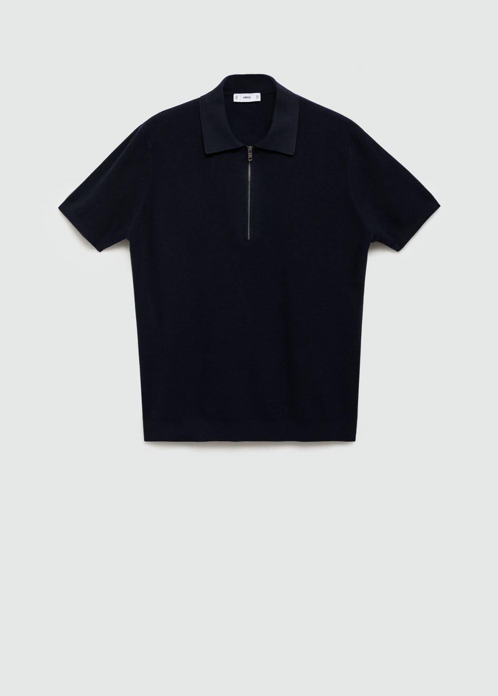 MANGO MAN - Knitted polo shirt with zip dark navyMen Product Image