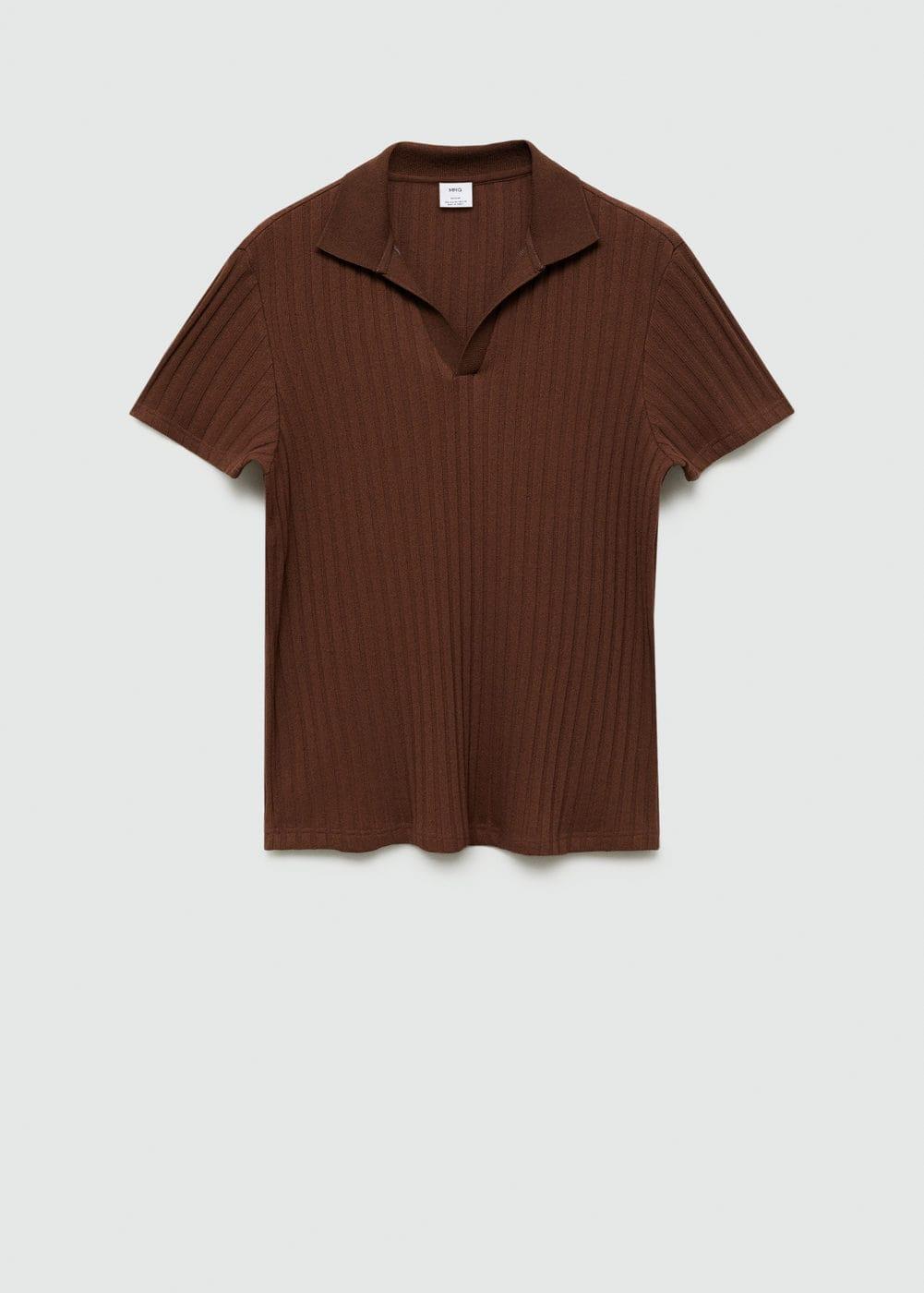 Regular-fit ribbed cotton polo shirt - Men | MANGO USA Product Image