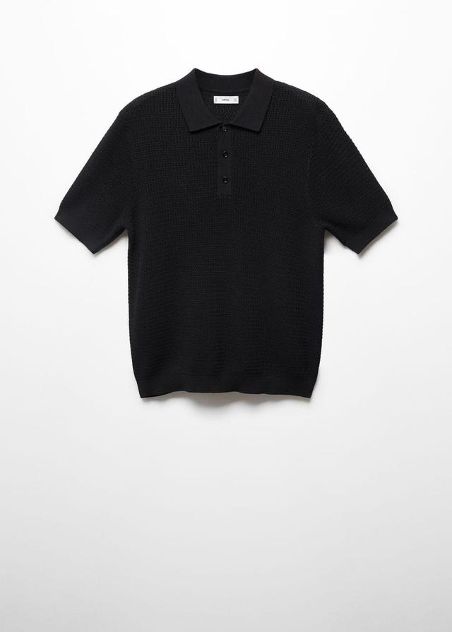 MANGO MAN - Openwork knit polo blackMen Product Image