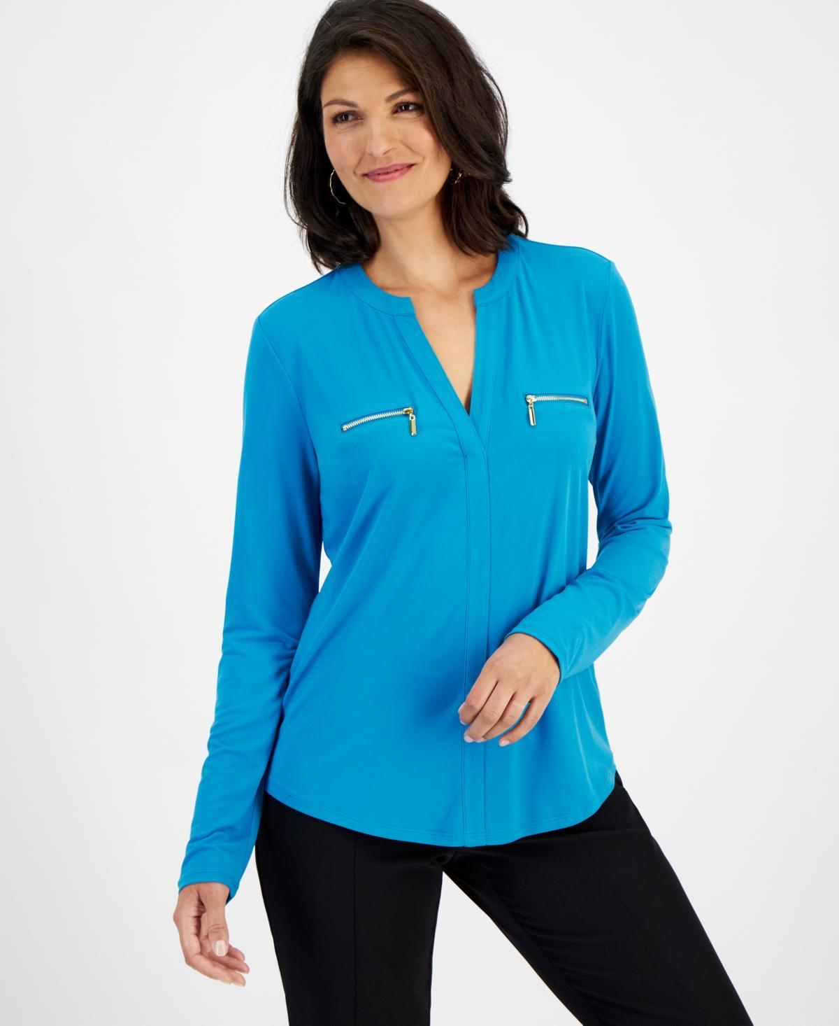 I.n.c. International Concepts Womens Zip-Pocket Blouse, Created for Macys Product Image