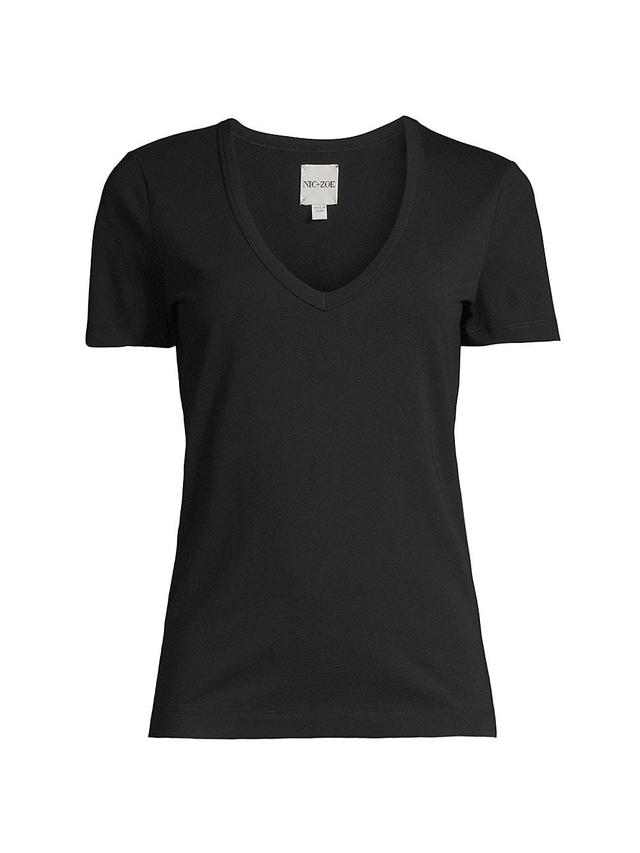 NIC+ZOE Perfect V-Neck Cotton Blend T-Shirt Product Image