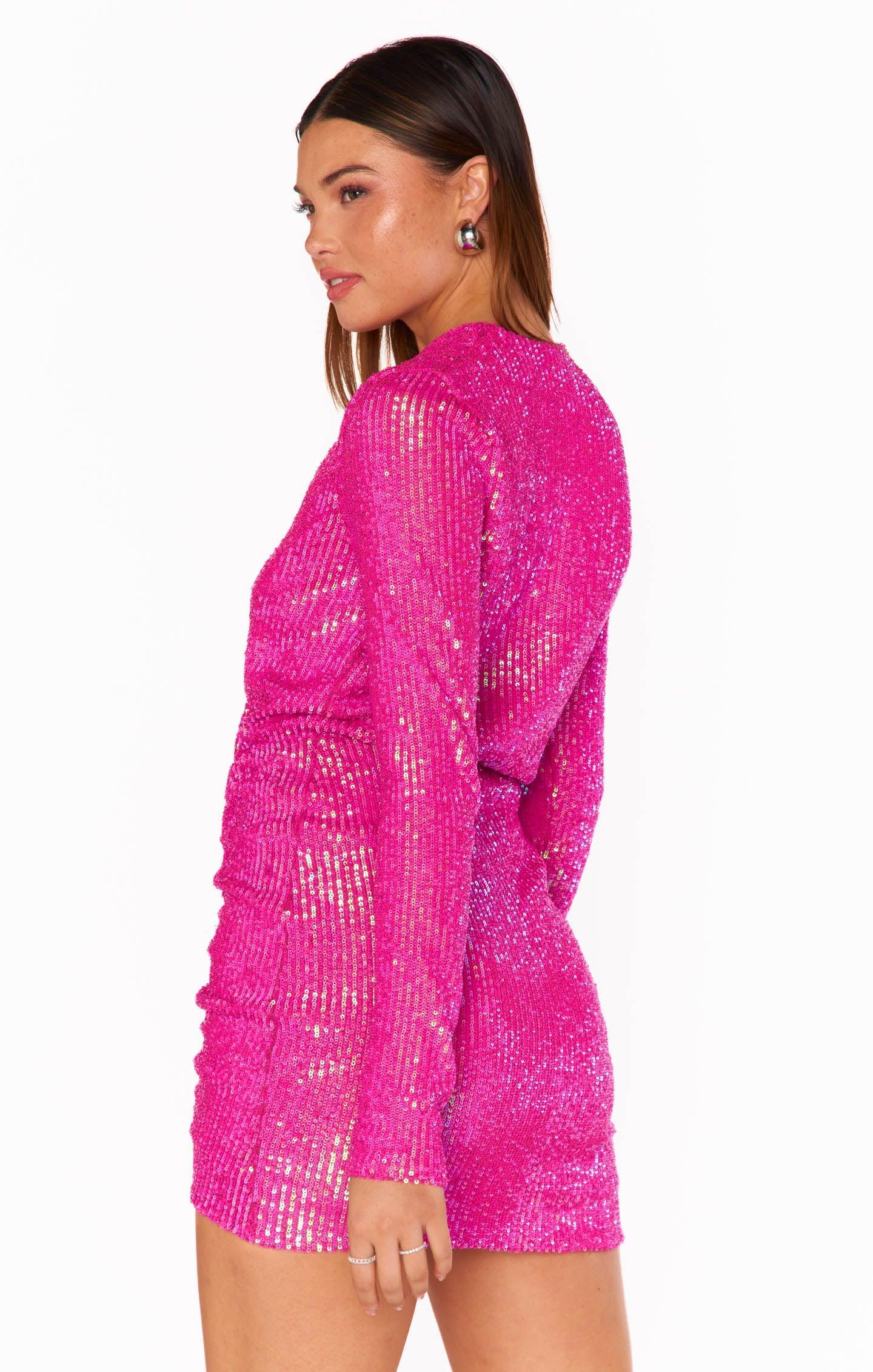 Party Hop Dress ~ Pink Disco Sequins Product Image