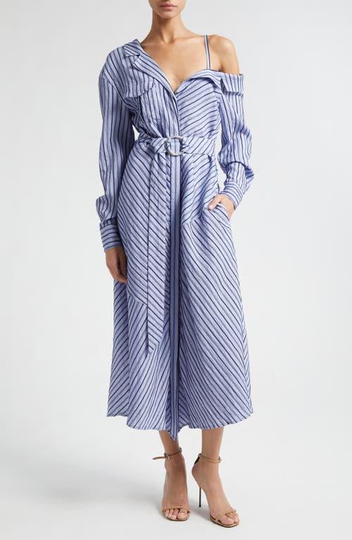 Cinq  Sept Marcella Asymmetric Stripe Long Sleeve Midi Shirtdress Product Image