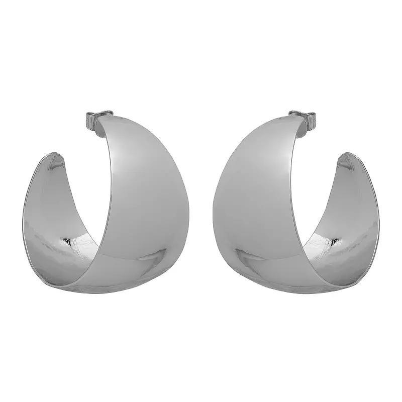 Emberly Silver Tone Thick Classic C-Hoop Earrings, Womens, None Product Image